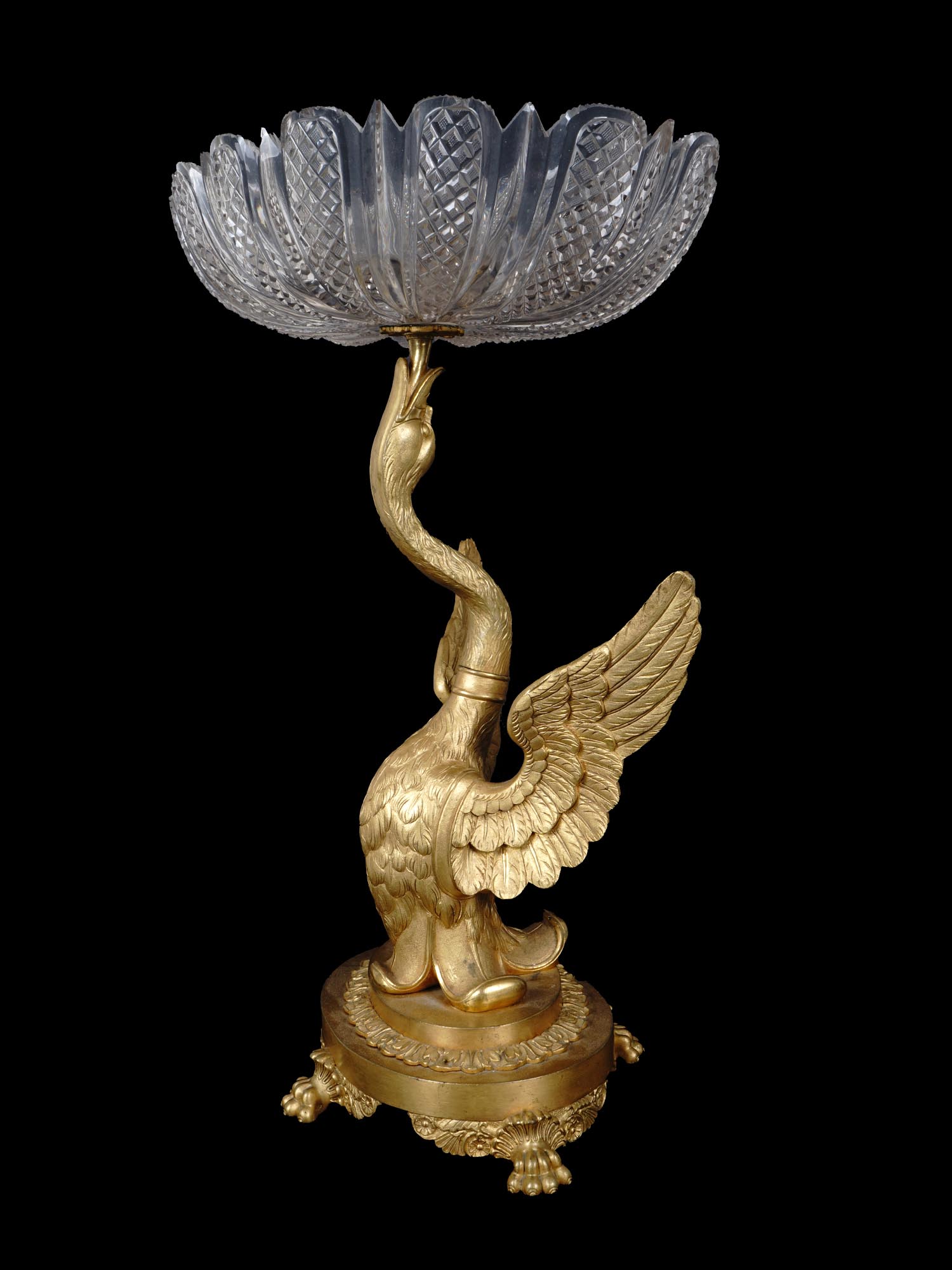 ANTIQUE FRENCH EMPIRE BRONZE SWAN CENTERPIECE PIC-